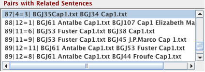 Imagen 2: CopyCatch Investigator. Pares con oraciones relacionadas, BGJ35 y BGJ34