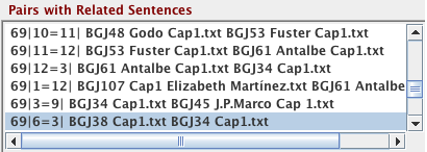 Imagen 4: CopyCatch Investigator. Pares con oraciones relacionadas, BGJ38 y BGJ34