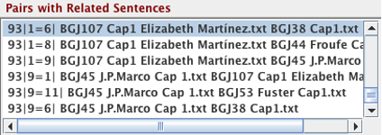 Imagen 8: CopyCatch Investigator. Pares con oraciones relacionadas, BGJ107 y BGJ38
