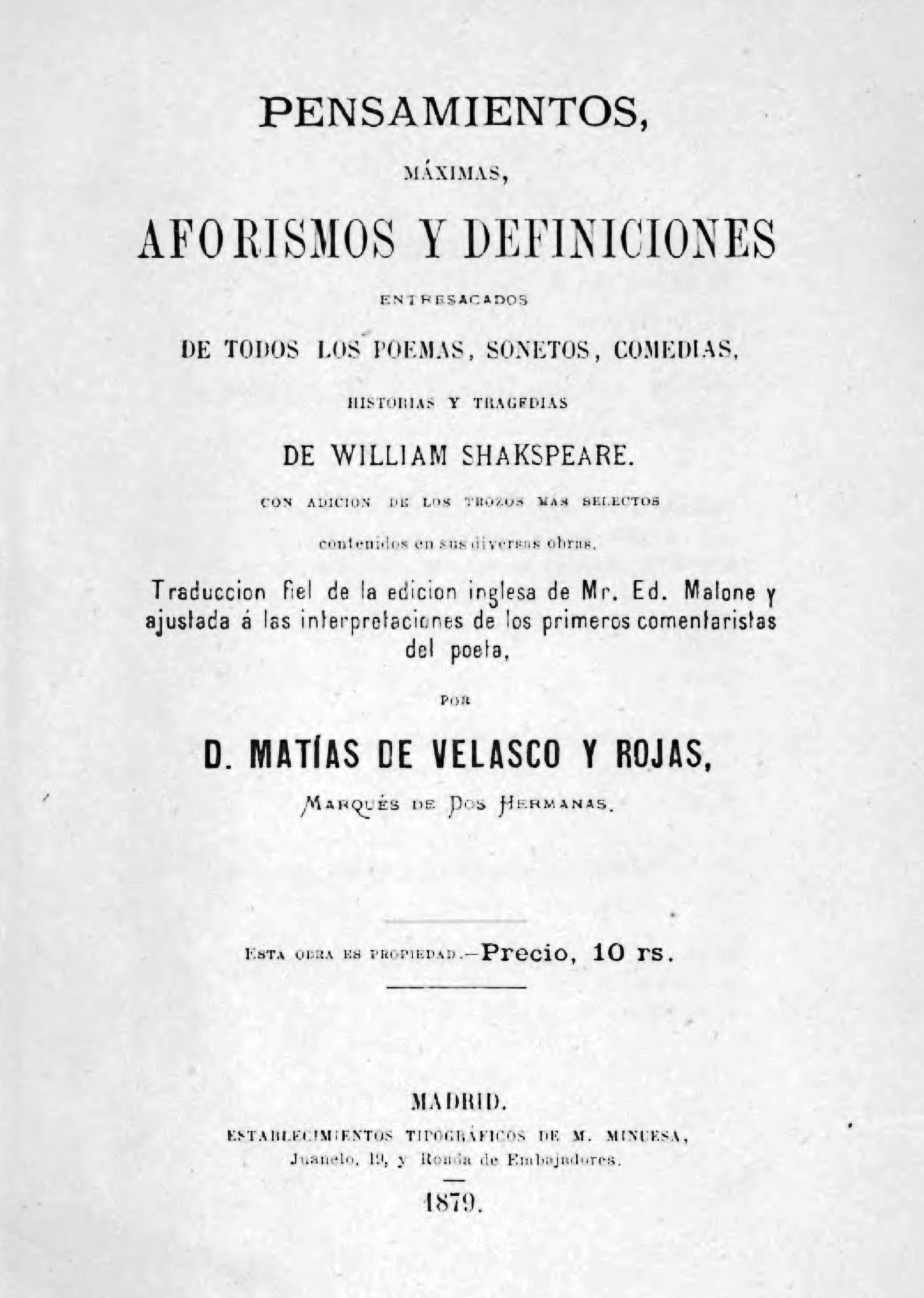 Las compilaciones de citas de Shakespeare en español: Velasco y Rojas,  Cunillera Gavaldá y el maremágnum de Internet